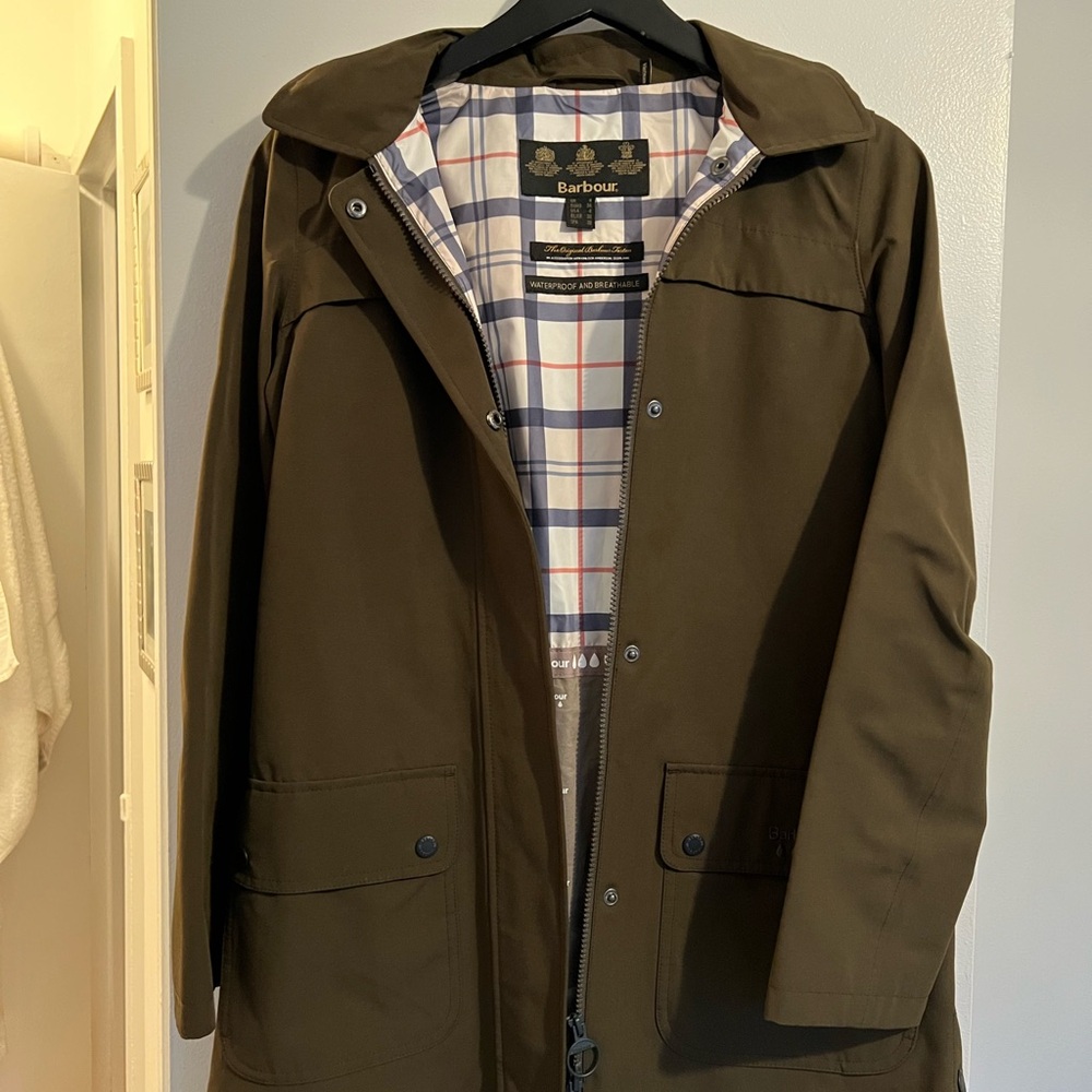 Barbour Olive Hooded Waterproof Women’s Raincoat